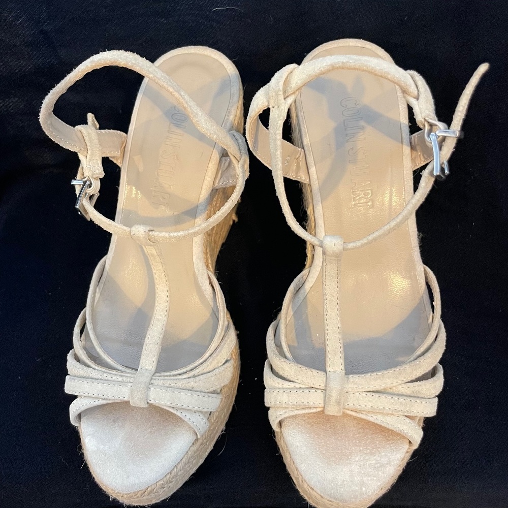 Womens Strappy tan/nude espadrilles   Wedge shoes